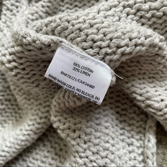 Eileen Fisher Light Gray Cotton Linen Knit Short Sleeve Open Cardigan Sweater PL - Picture 6 of 8